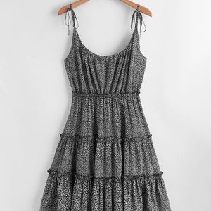 Black leopard print boho dress